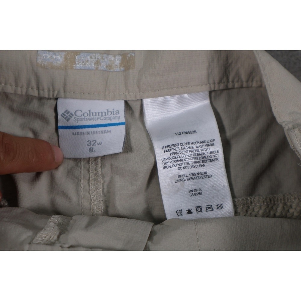Columbia Shorts Mens 32 Beige Microfiber Cargo Relaxed Fit Elastic Waist 8in - Picture 8 of 9
